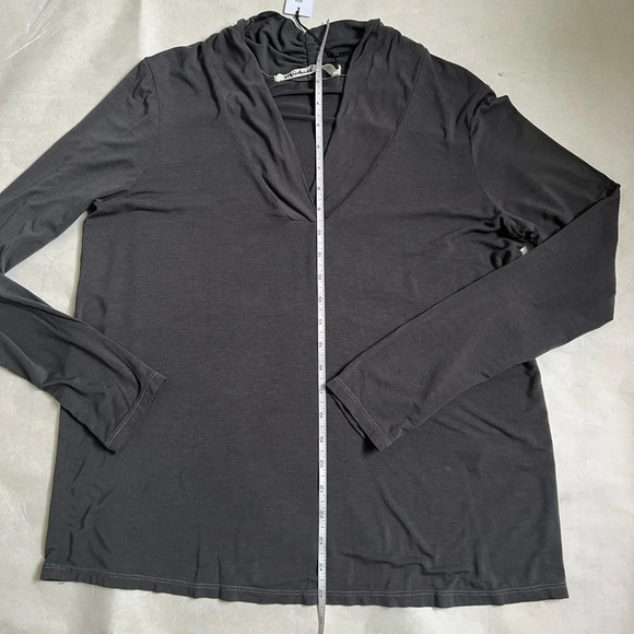 NWT Michael Stars Deep V-Neck Tee Top Oxide Gray One Size Jersey Long Sleeve - Picture 4 of 10